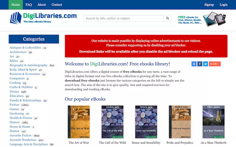 Web tải sách miễn phí Digi Libraries