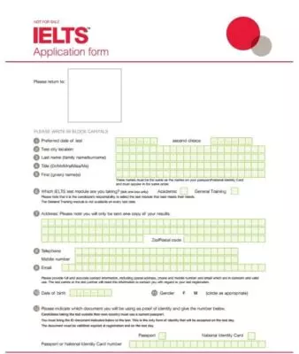 Form đăng ký thi IELTS tại IDP & BC trang 1