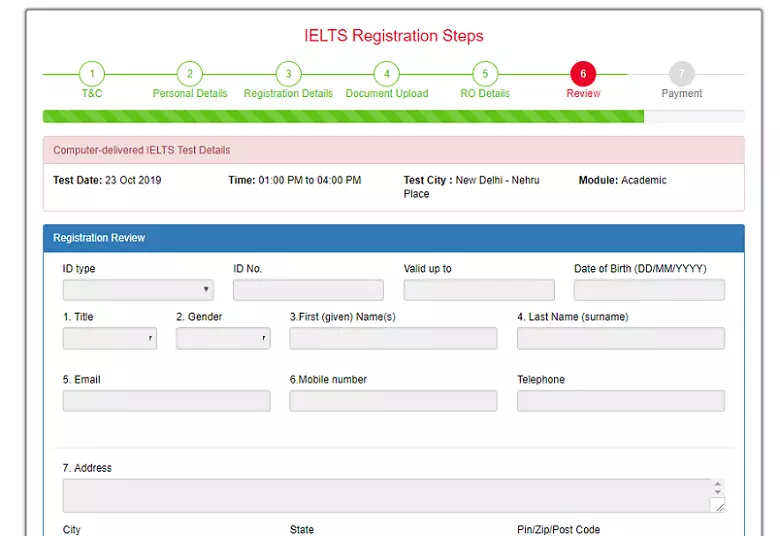 IELTS registration