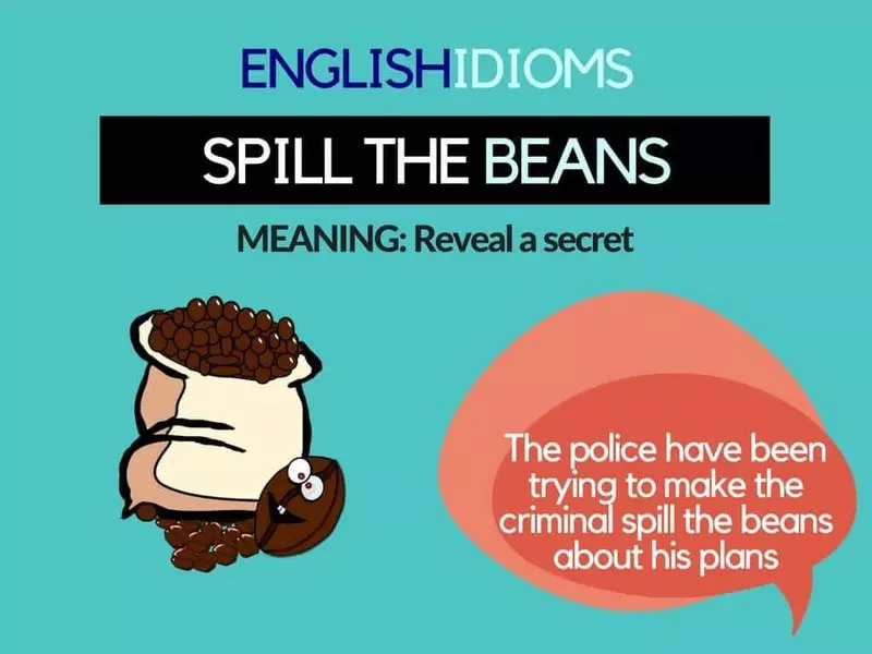 nghia cua Idioms Spill the beans trong tieng anh