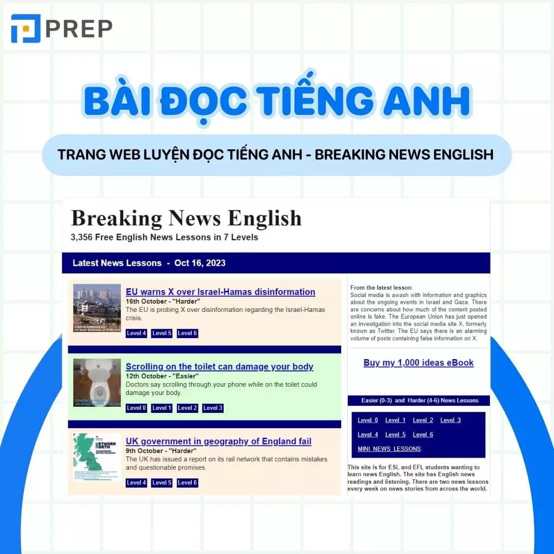 trang web luyện đọc tiếng Anh - Breaking News English